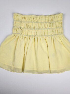 Beginning Boutique Yellow Chiffon Mini Skirt Size 2 NWT Smocked Waist